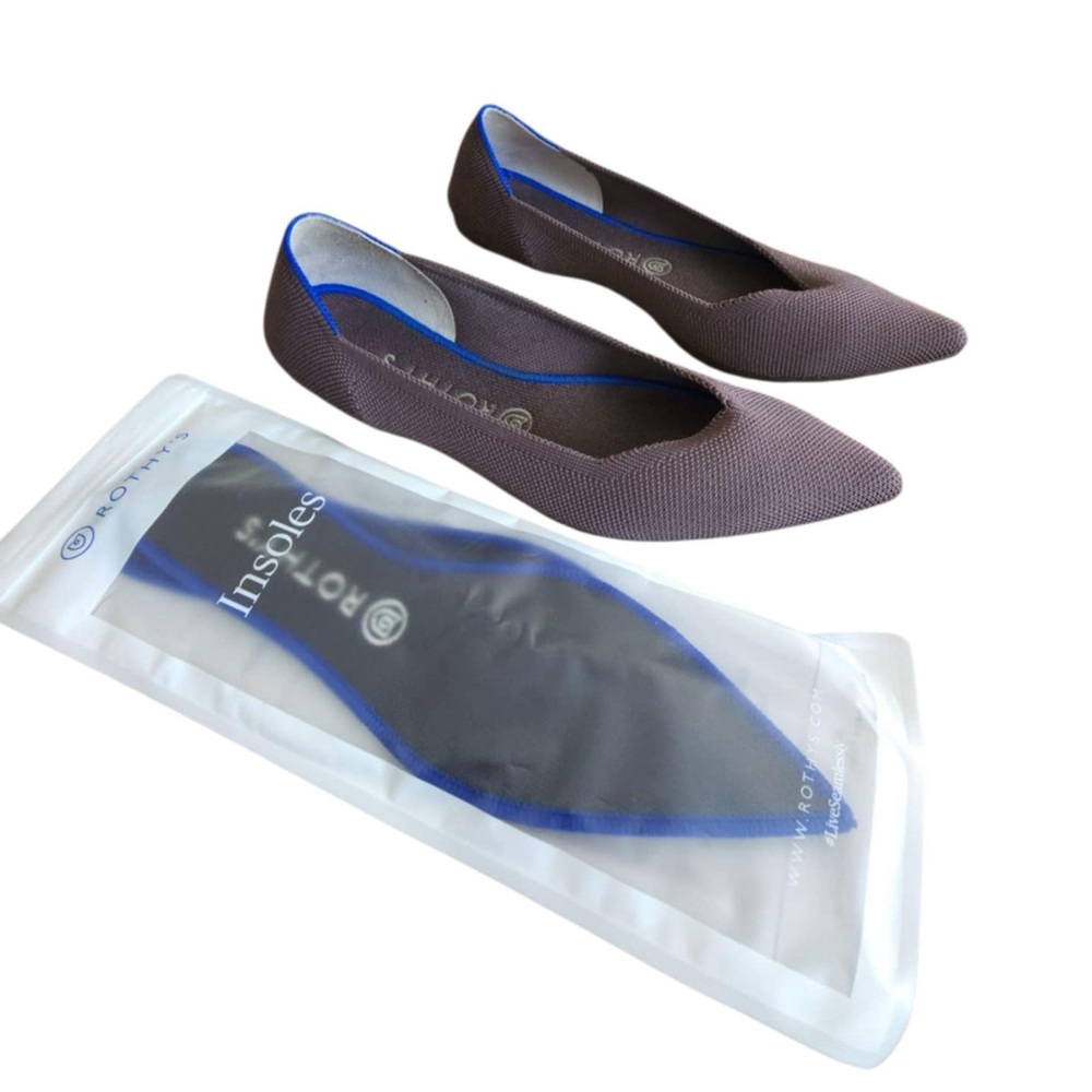 Rothy’s the Point Flat Mink Purple Shoes Retired Pointed Toe 10 Extra Insoles